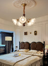modern gold walnut opal glass petal chandelier