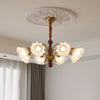 modern gold walnut opal glass petal chandelier