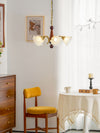 modern gold walnut opal glass petal chandelier
