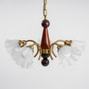 modern gold walnut opal glass petal chandelier