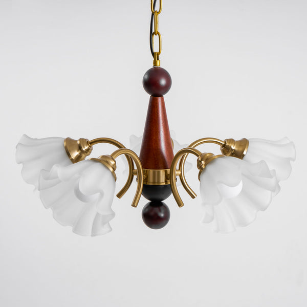 modern gold walnut opal glass petal chandelier
