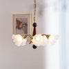 modern gold walnut opal glass petal chandelier