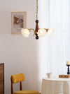 modern gold walnut opal glass petal chandelier