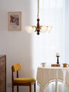 modern gold walnut opal glass petal chandelier