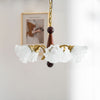 modern gold walnut opal glass petal chandelier