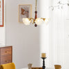 modern gold walnut opal glass petal chandelier