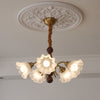 modern gold walnut opal glass petal chandelier