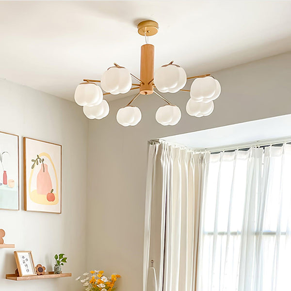 modern gold white cotton ball chandelier