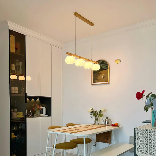 modern gold white cotton ball chandelier
