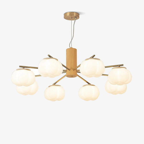 modern gold white cotton ball chandelier