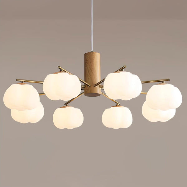 modern gold white cotton ball chandelier