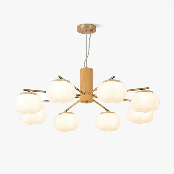 modern gold white cotton ball chandelier