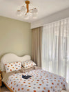 modern gold white cotton ball chandelier