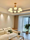 modern gold white cotton ball chandelier