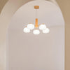 modern gold white cotton ball chandelier