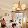 modern gold white cotton ball chandelier