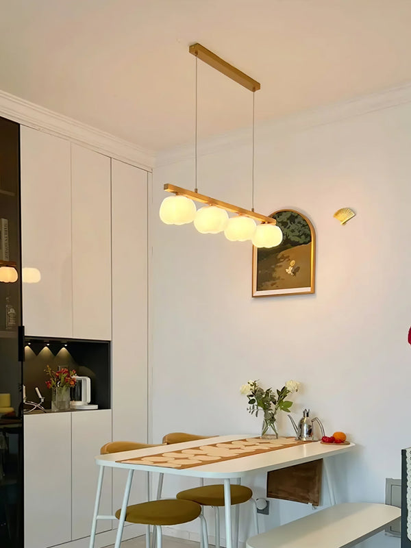 modern gold white cotton ball chandelier