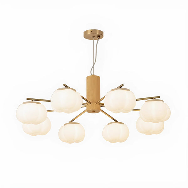 modern gold white cotton ball chandelier