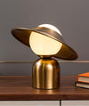 modern gold white glass disc table lamp