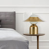 modern gold white glass disc table lamp
