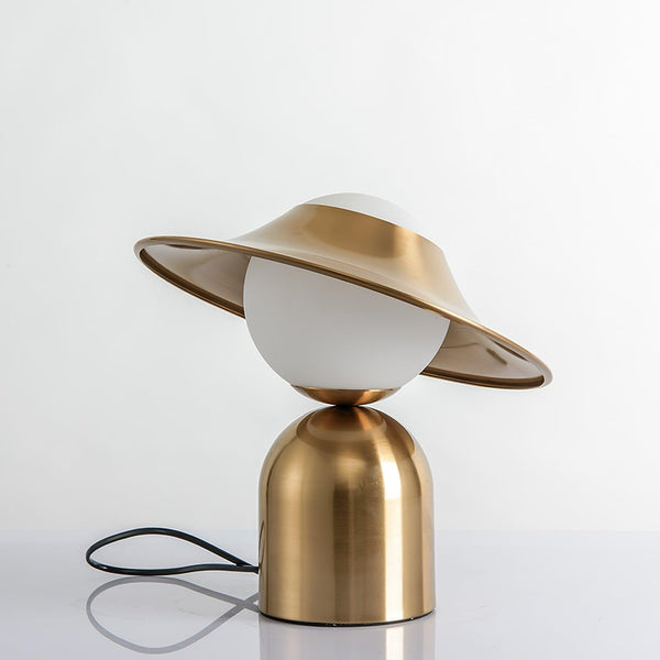 modern gold white glass disc table lamp