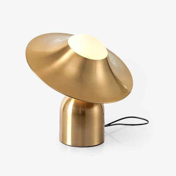 modern gold white glass disc table lamp