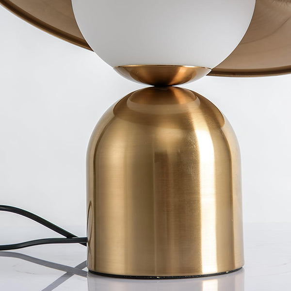 modern gold white glass disc table lamp