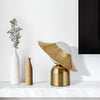 modern gold white glass disc table lamp