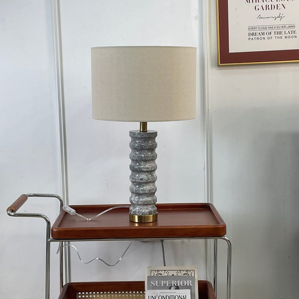modern grey marble fabric table lamp