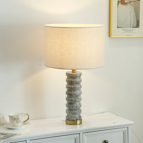 modern grey marble fabric table lamp