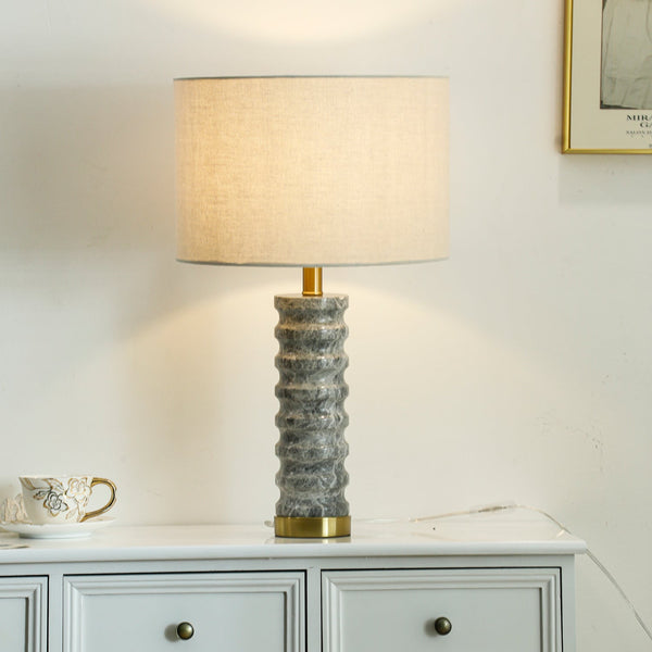 modern grey marble fabric table lamp