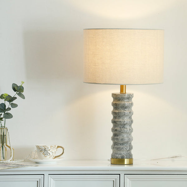 modern grey marble fabric table lamp