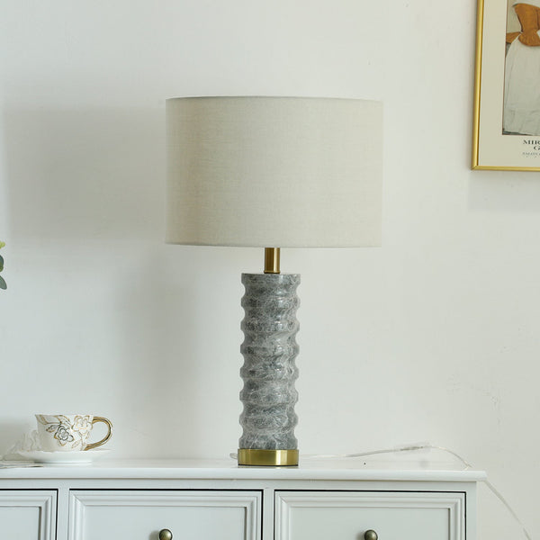 modern grey marble fabric table lamp