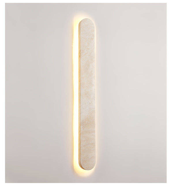 modern honed yellow travertine sculptural led wall sconce