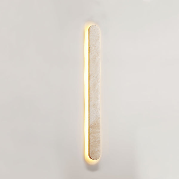 modern honed yellow travertine sculptural led wall sconce