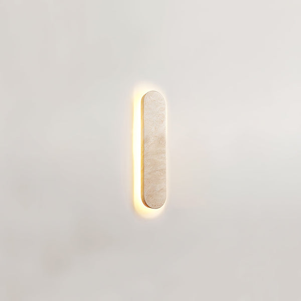 modern honed yellow travertine sculptural led wall sconce