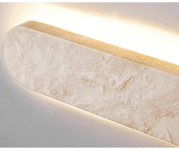 modern honed yellow travertine sculptural led wall sconce