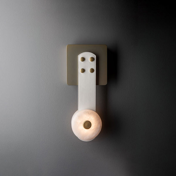 modern leather alabaster led sconce