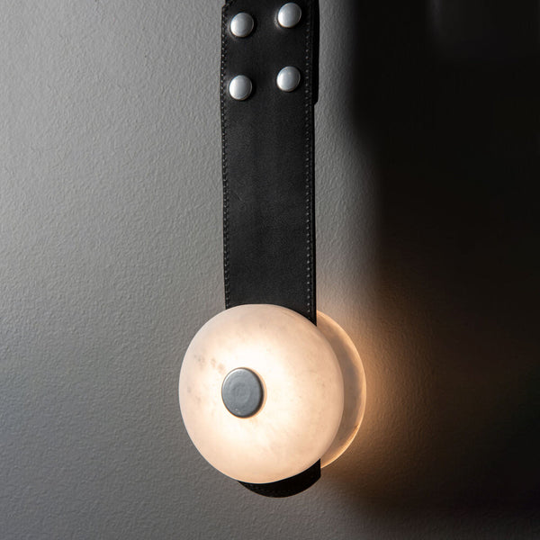 modern leather alabaster led sconce