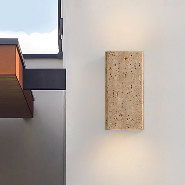 modern light khaki travertine outdoor wall light
