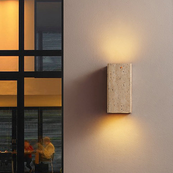 modern light khaki travertine outdoor wall light