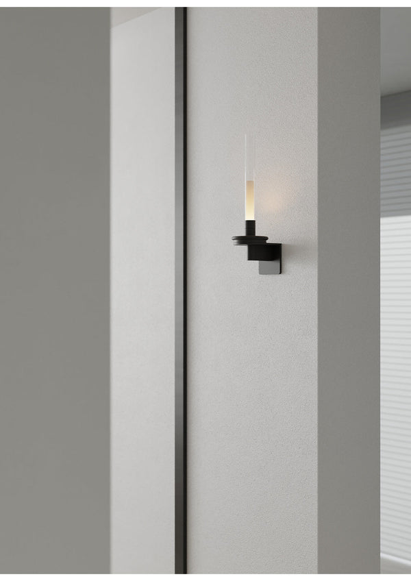modern matte black glass stem rechargeable wall sconce