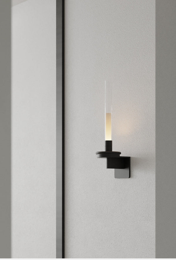 modern matte black glass stem rechargeable wall sconce
