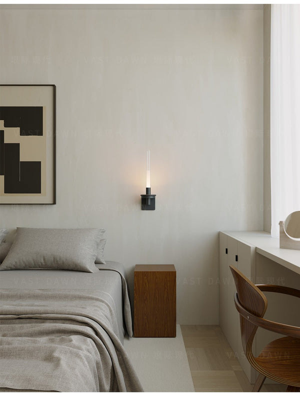 modern matte black glass stem rechargeable wall sconce