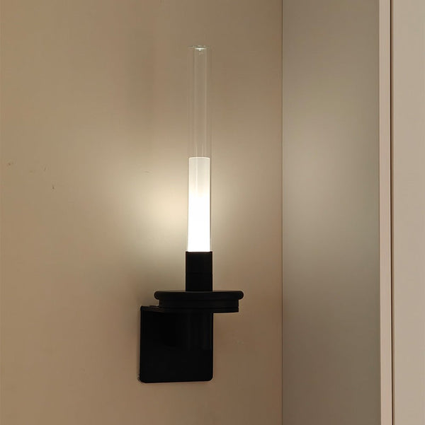 modern matte black glass stem rechargeable wall sconce