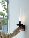 modern matte black glass stem rechargeable wall sconce