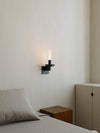 modern matte black glass stem rechargeable wall sconce