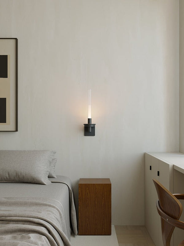 modern matte black glass stem rechargeable wall sconce