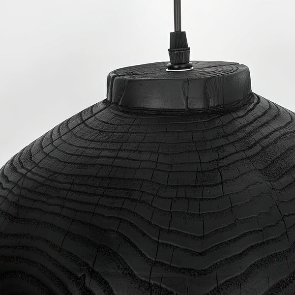 modern matte black resin wave pendant light