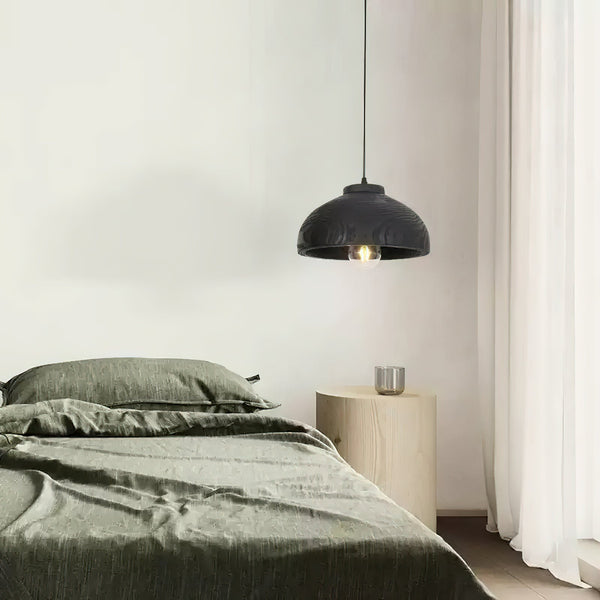 modern matte black resin wave pendant light